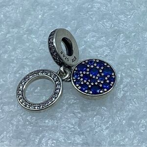 Pandora, “Blue Disc Double Dangle Charm Pendant S925 Ale 799186C01 P1-11